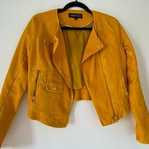 Cropped Yellow Pleather Jacket